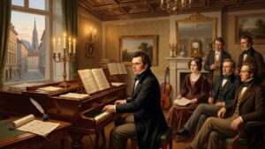 Franz Schubert esegue al pianoforte la Sonata D960